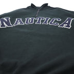 NAUTICA Arch Logo Half Zip Sweatshirt XL Black Heavyweight 233-12107