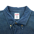 Dickies デニム ボタンダウンシャツ 3XL ダークインディゴ ブルー  ビッグサイズ ニカラグア製