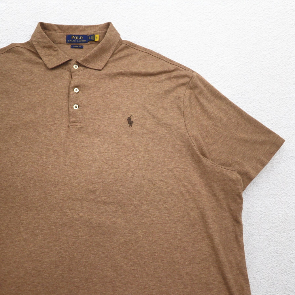 POLO RALPH LAUREN Classic Fit Polo Shirt XL CLASSIC FIT Beige Small Pony Embroidery