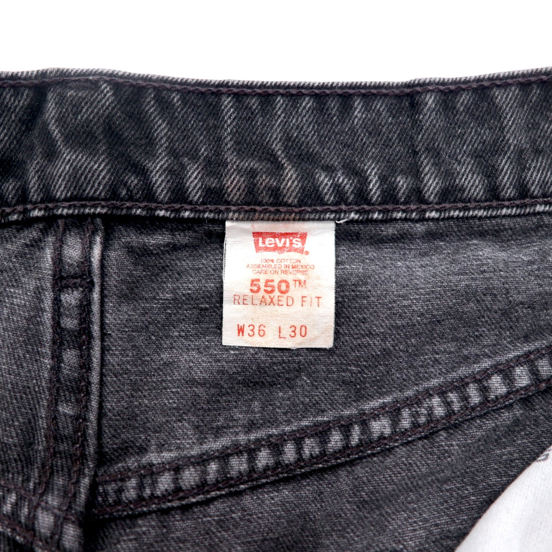 Levi's 90s 550 Baggy Tapered Black Denim Pants L Cotton Relaxed Fit 550-0260 Made in Mexico