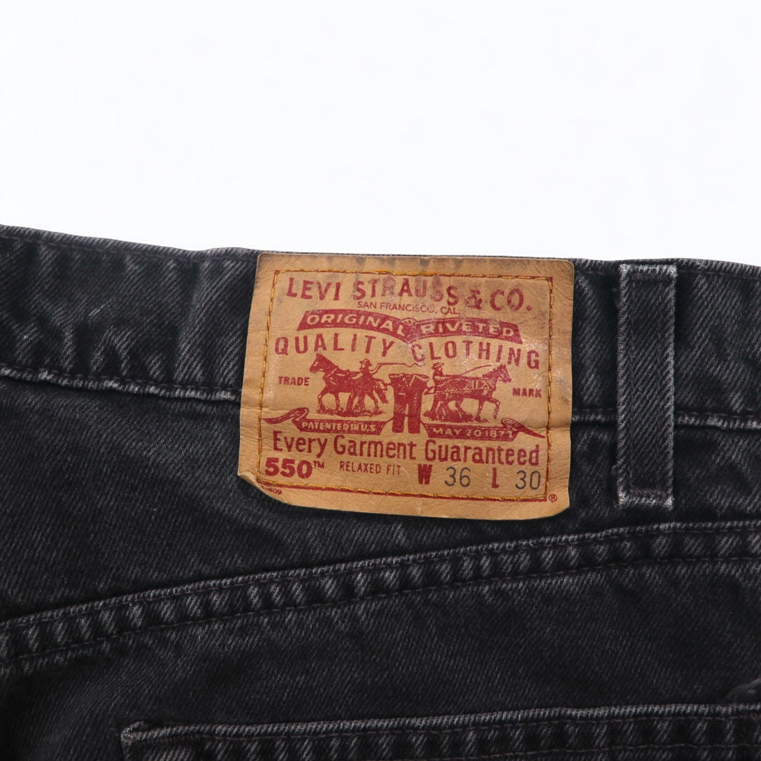 Levi's 90s 550 Baggy Tapered Black Denim Pants L Cotton Relaxed Fit 550-0260 Made in Mexico