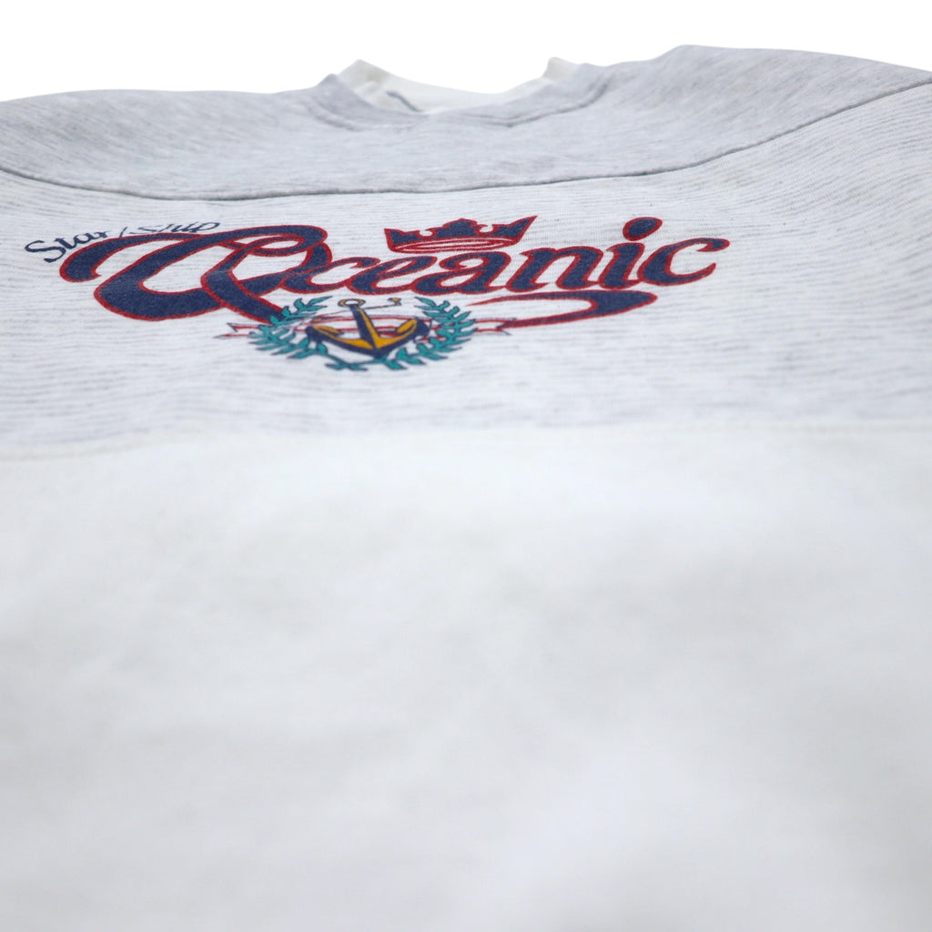 90年代 GEAR FOR SPORTS プリント スウェット L グレー コットン ポリエステル 裏起毛 STAR SHIP OCEANIC