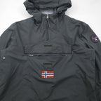 NAPAPIJRI ハーフジップ アノラックパーカー ナイロンジャケット XL グレー 裏地フリース サイドジップ スリット N0YGNJ REGULAR FIT