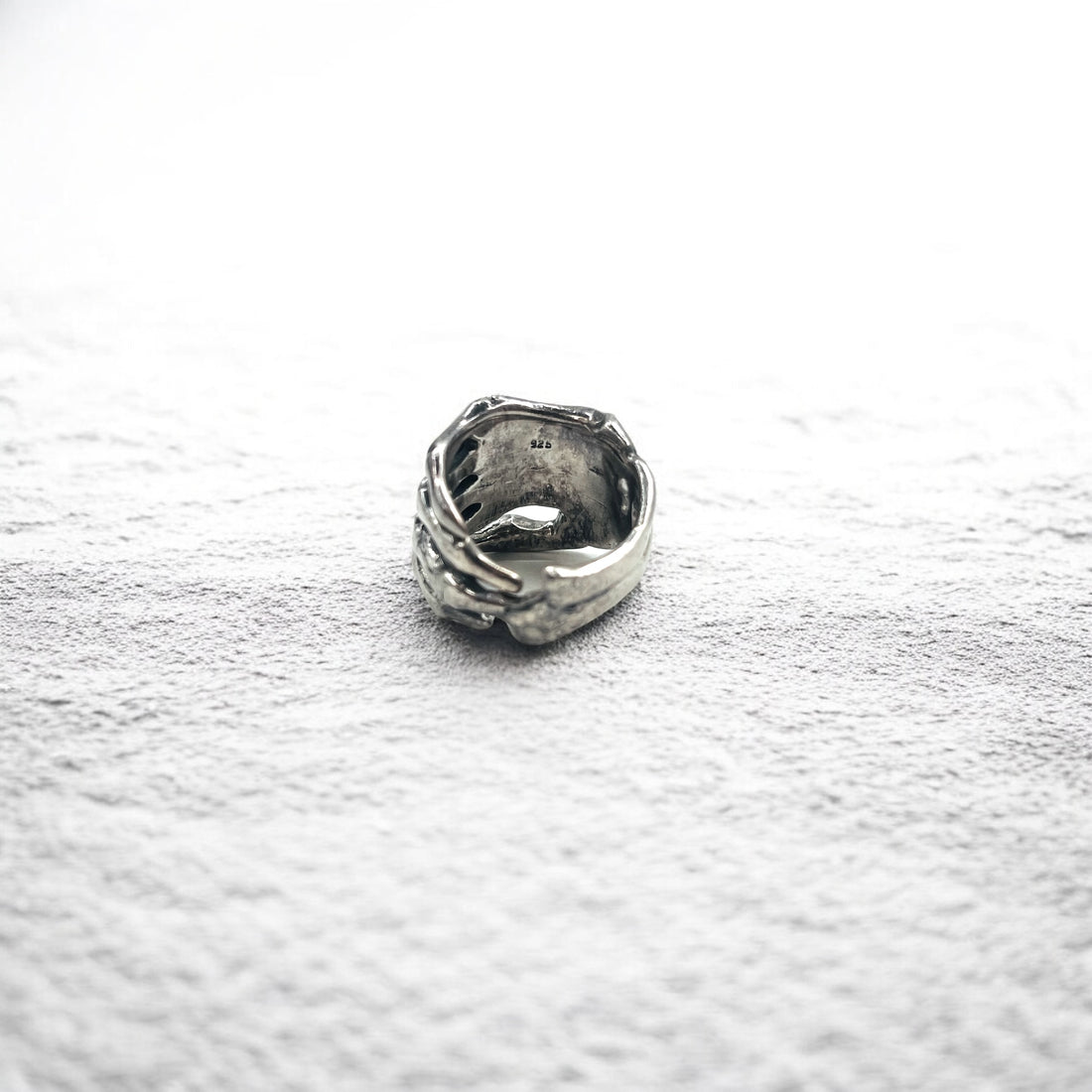 Vintage Silver Bone Ring Bone Hand Ring Size 17 Silver 925 Skeleton Gothic Punk Rock