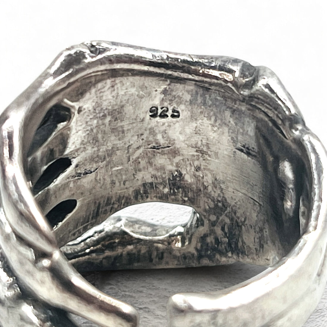 Vintage Silver Bone Ring Bone Hand Ring Size 17 Silver 925 Skeleton Gothic Punk Rock