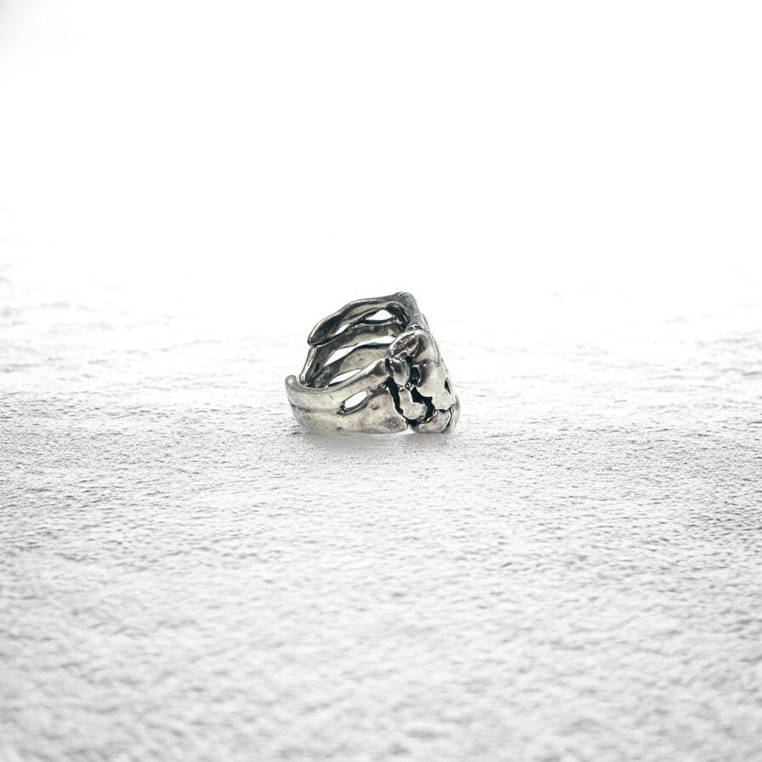 Vintage Silver Bone Ring Bone Hand Ring Size 17 Silver 925 Skeleton Gothic Punk Rock