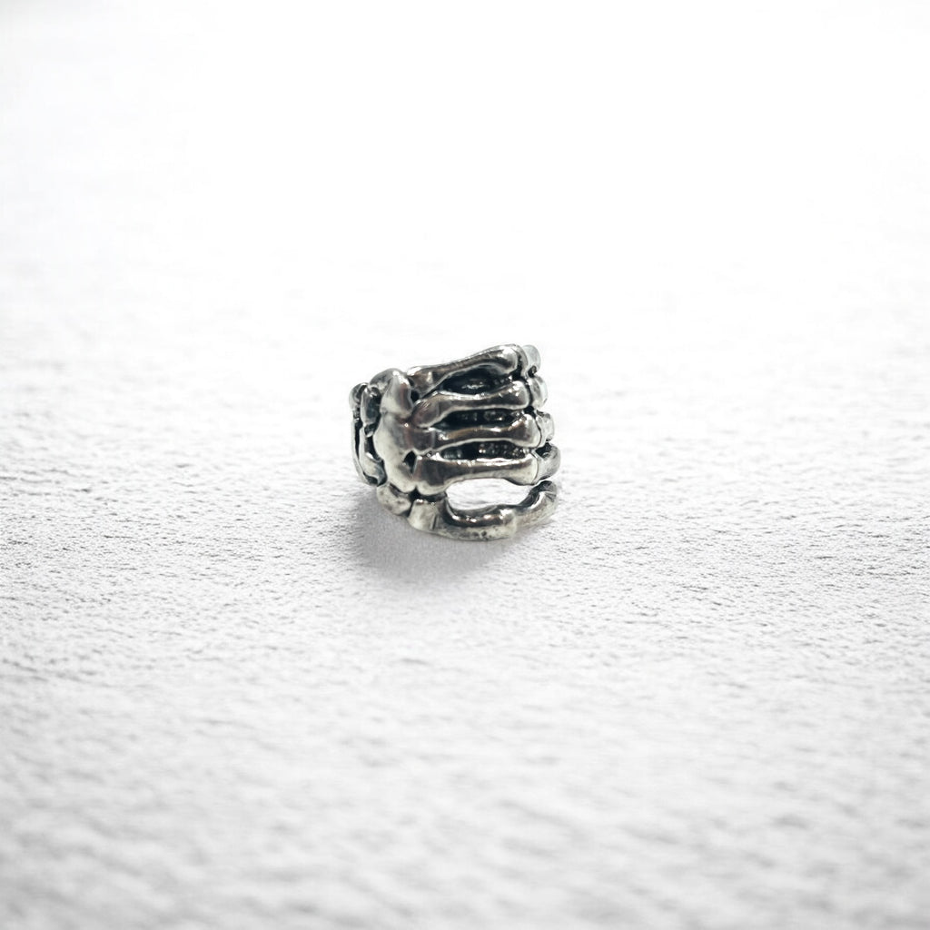 Vintage Silver Bone Ring Bone Hand Ring Size 17 Silver 925 Skeleton Gothic Punk Rock