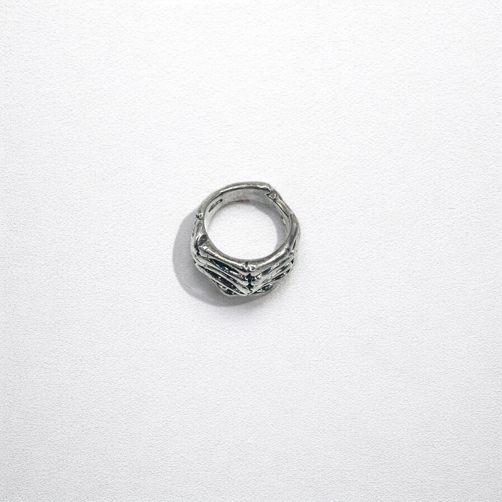 Vintage Silver Bone Ring Bone Hand Ring Size 17 Silver 925 Skeleton Gothic Punk Rock