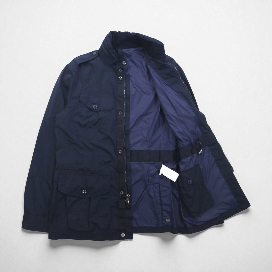 Polo Ralph Lauren ミリタリー M-65 フィールドジャケット M ネイビー ドローコード フード収納 ダブルジップ
