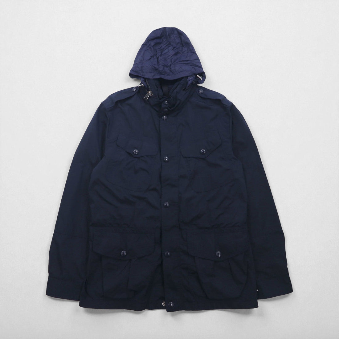 Polo Ralph Lauren ミリタリー M-65 フィールドジャケット M ネイビー ドローコード フード収納 ダブルジップ