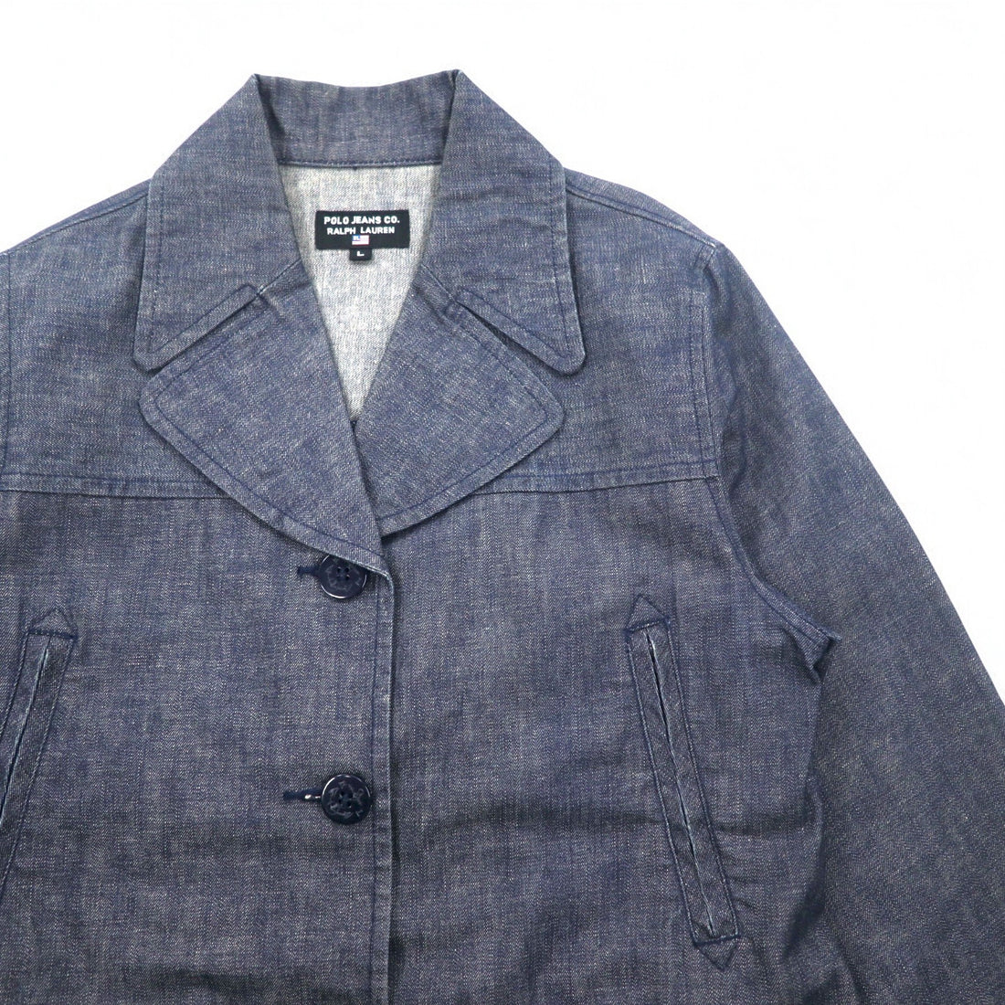 POLO JEANS CO. RALPH LAUREN 90s Denim Marine Coat Coverall L Indigo Blue