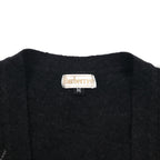 BURBERRYS 90s Made in Japan Old Argyle Knit Cardigan, Medium, Gray Wool, Gold Buttons, Oversized, Long Length