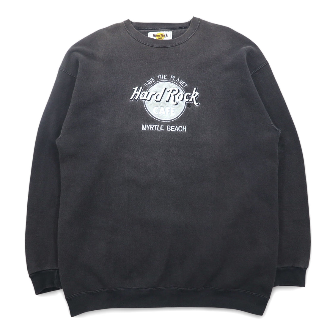 Hard Rock CAFE 90s USA Made Sweatshirt XL Black Cotton Logo Embroidery MYRTLE BEACH