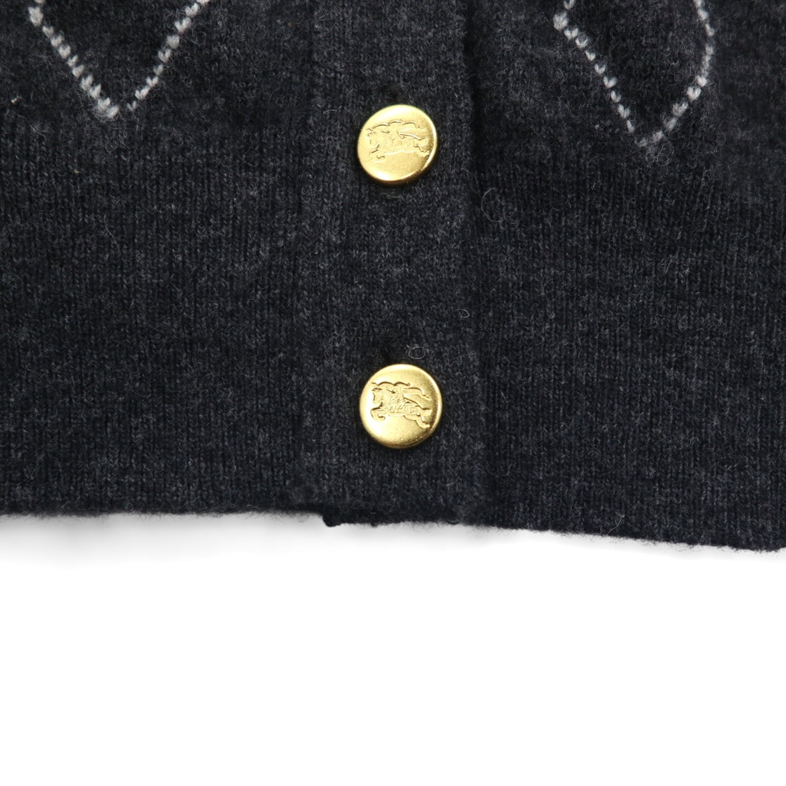BURBERRYS 90s Made in Japan Old Argyle Knit Cardigan, Medium, Gray Wool, Gold Buttons, Oversized, Long Length