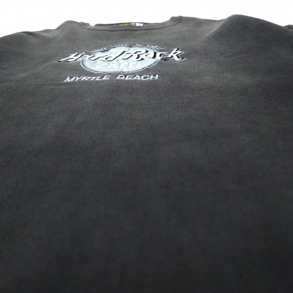 Hard Rock CAFE 90s USA Made Sweatshirt XL Black Cotton Logo Embroidery MYRTLE BEACH