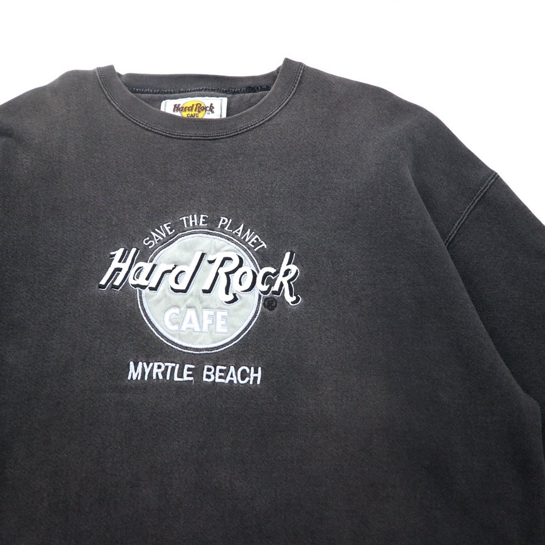 Hard Rock CAFE 90s USA Made Sweatshirt XL Black Cotton Logo Embroidery MYRTLE BEACH