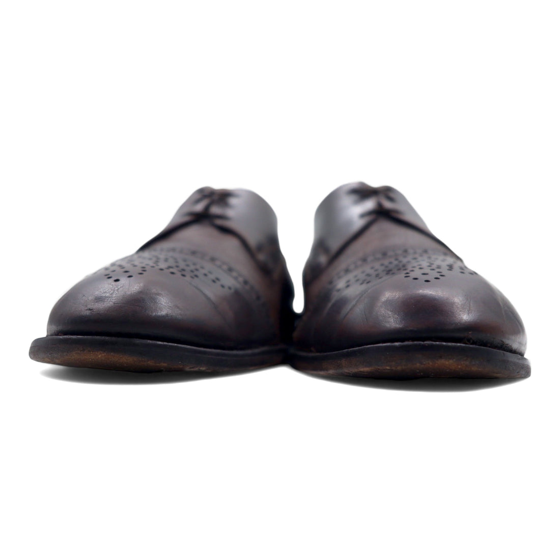 JOHNSTON &amp; MURPHY Italian medallion semi-brogue dress shoes, 28cm, brown leather, CELLINI 3182