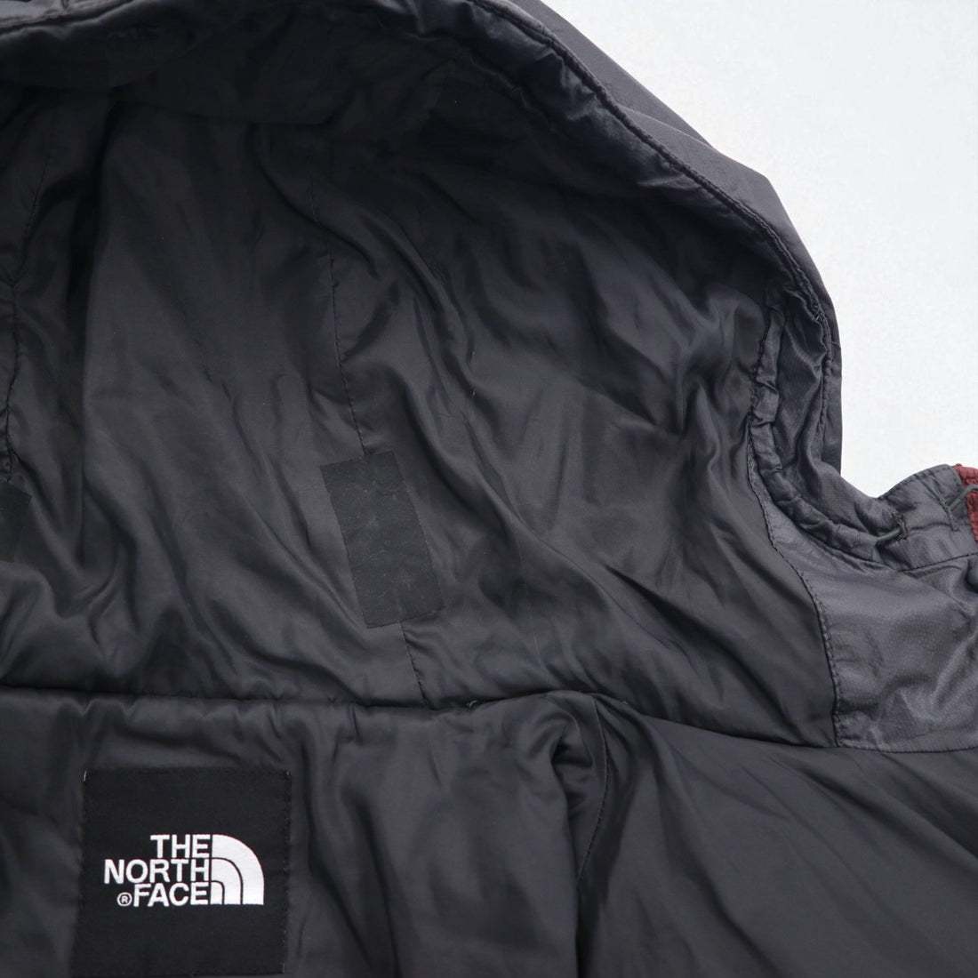 THE NORTH FACE Primaloft Padded Hoodie Jacket, Size L, Gray/Bordeaux Two-Tone Nylon