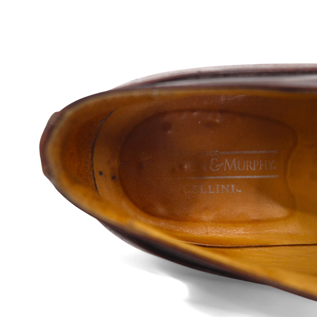 JOHNSTON &amp; MURPHY Italian medallion semi-brogue dress shoes, 28cm, brown leather, CELLINI 3182