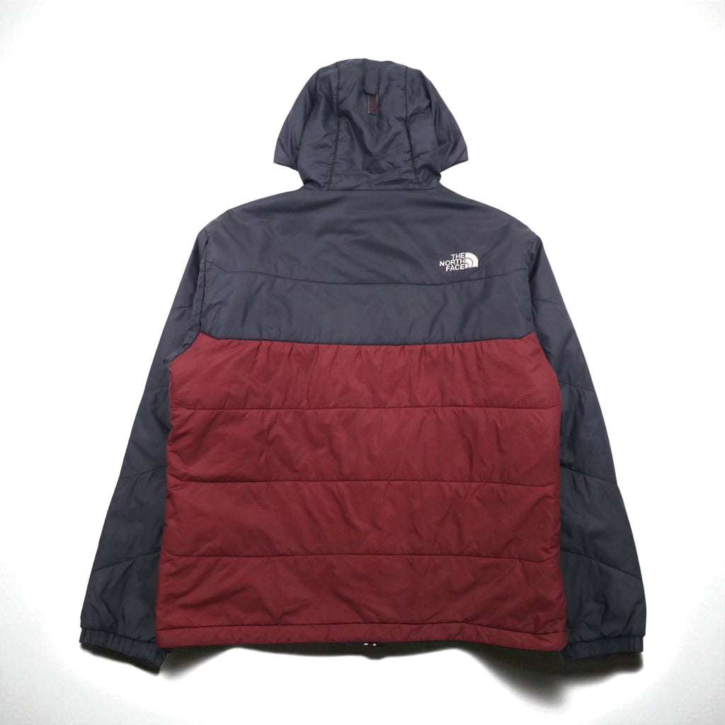 THE NORTH FACE Primaloft Padded Hoodie Jacket, Size L, Gray/Bordeaux Two-Tone Nylon