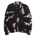 FILA 90s Tie-dye Cotton Knit Cardigan L Black Bleached One Point Logo Embroidery