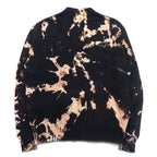 FILA 90s Tie-dye Cotton Knit Cardigan L Black Bleached One Point Logo Embroidery