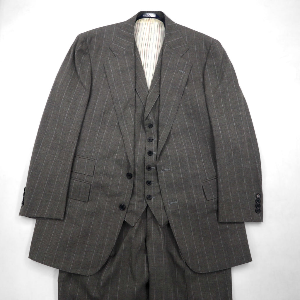 Polo by Ralph Lauren 90年代 3ピース スーツ セットアップ L グレー ストライプ ウール 日本製
