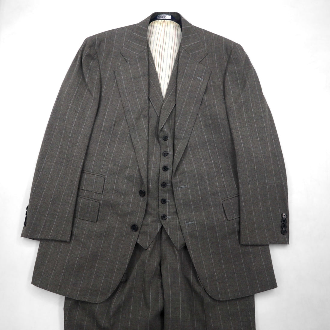 Polo by Ralph Lauren 90年代 3ピース スーツ セットアップ L グレー ストライプ ウール 日本製