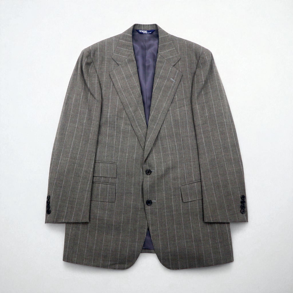 Polo by Ralph Lauren 90年代 3ピース スーツ セットアップ L グレー ストライプ ウール 日本製