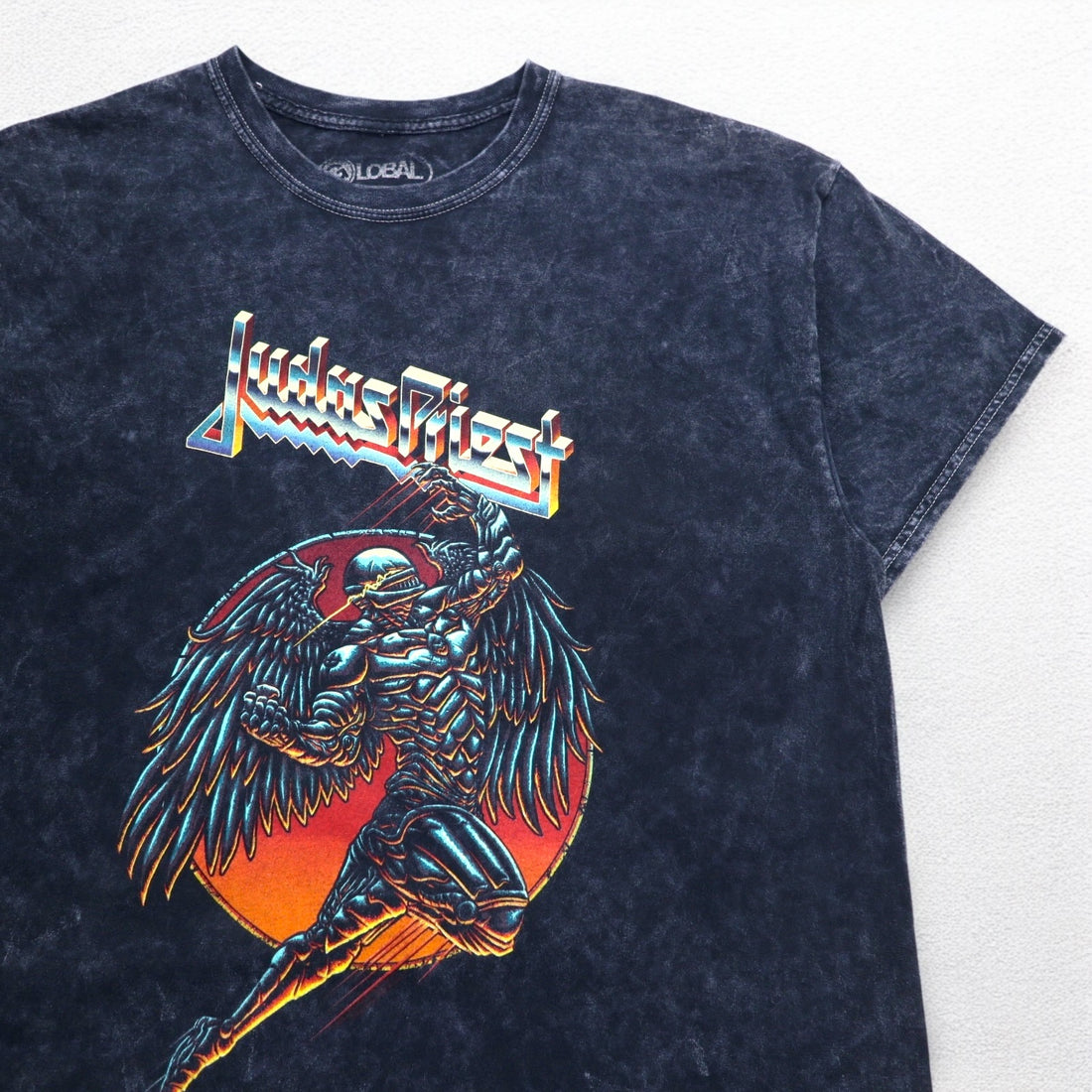 Judas Priest Heavy Metal Band T-Shirt Band TL Black Vintage Finish GLOBAL Made in Honduras