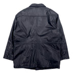 SHABANY Leather Jacket Car Coat L Black Cowhide Leather Drawstring Quilted Liner
