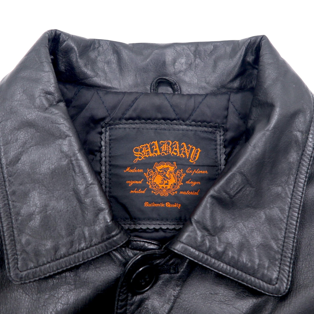 SHABANY Leather Jacket Car Coat L Black Cowhide Leather Drawstring Quilted Liner