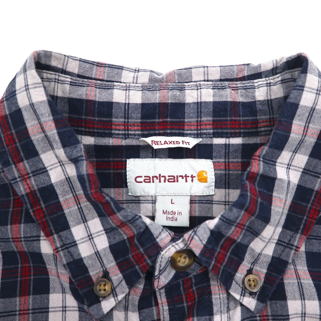 carhartt RELAXED FIT button-down flannel shirt L gray check chest pocket 102214 412