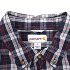 carhartt RELAXED FIT button-down flannel shirt L gray check chest pocket 102214 412