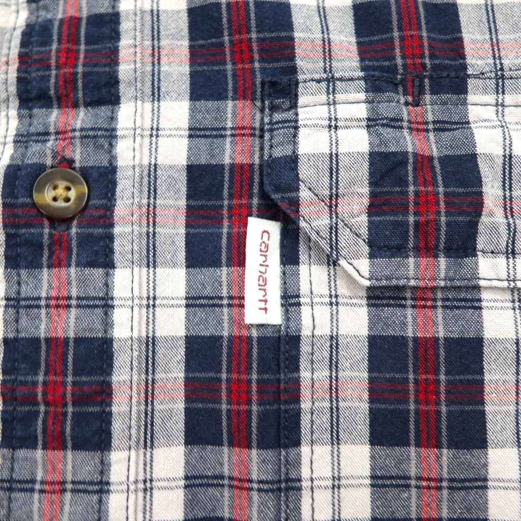 carhartt RELAXED FIT button-down flannel shirt L gray check chest pocket 102214 412