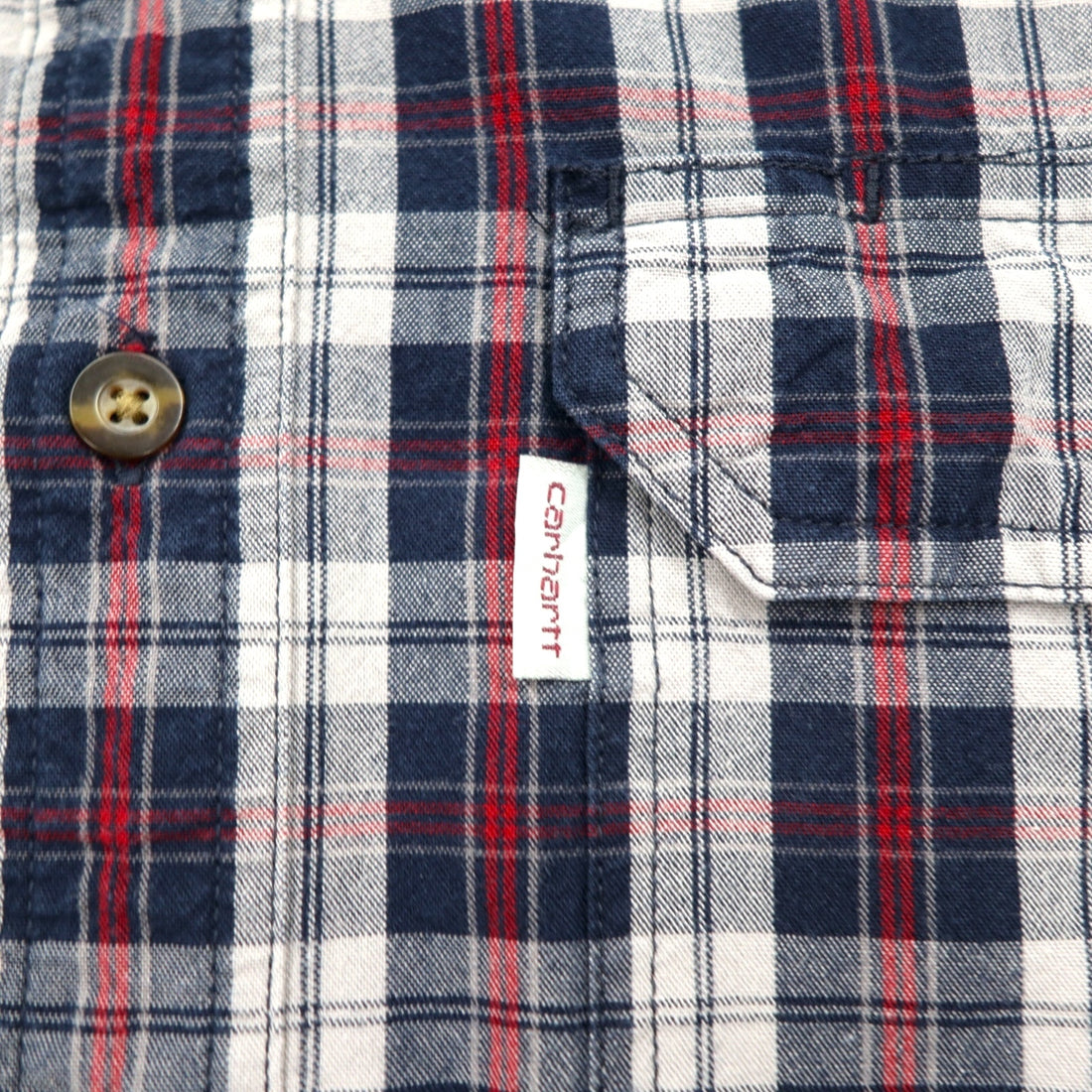carhartt RELAXED FIT button-down flannel shirt L gray check chest pocket 102214 412