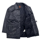 SHABANY Leather Jacket Car Coat L Black Cowhide Leather Drawstring Quilted Liner
