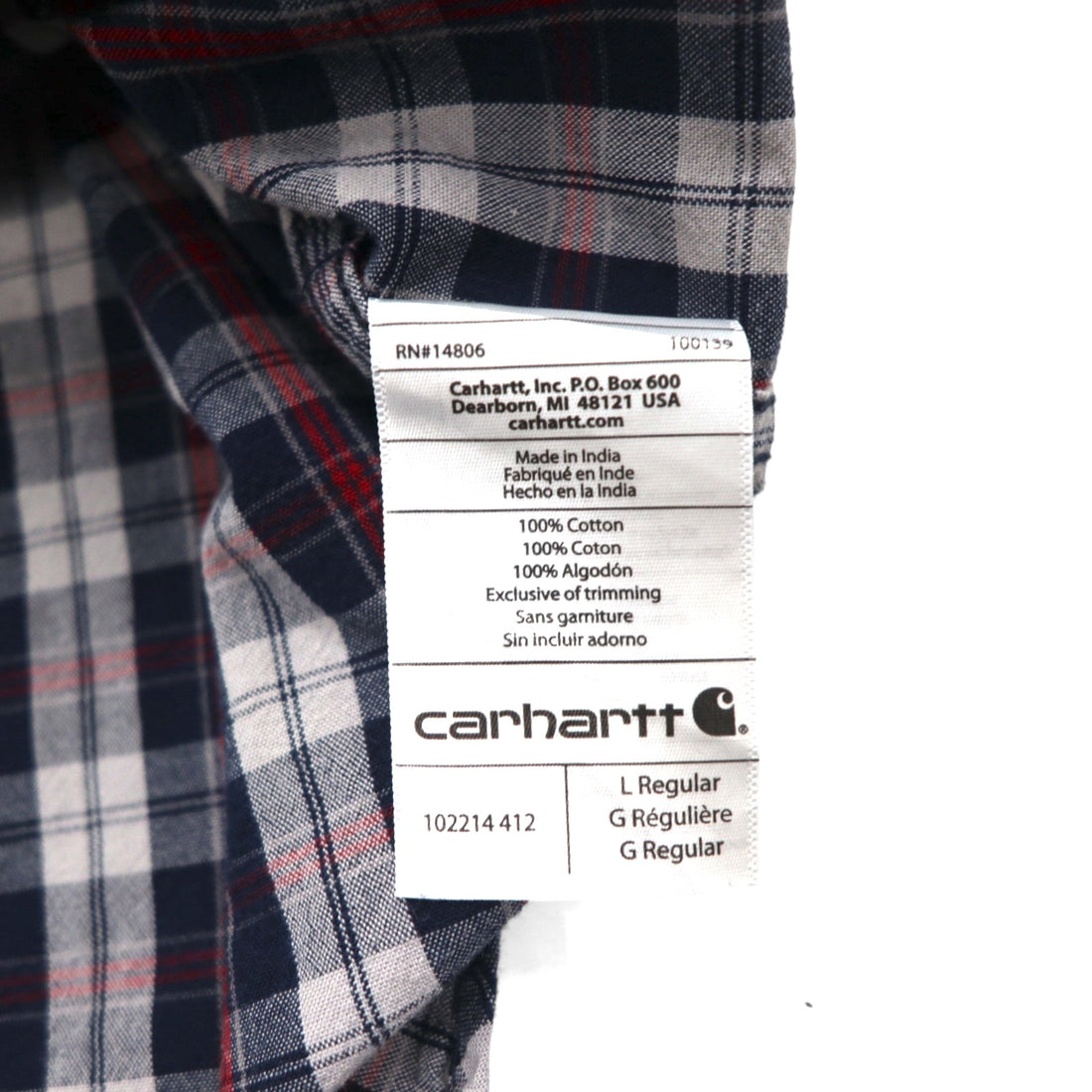 carhartt RELAXED FIT button-down flannel shirt L gray check chest pocket 102214 412