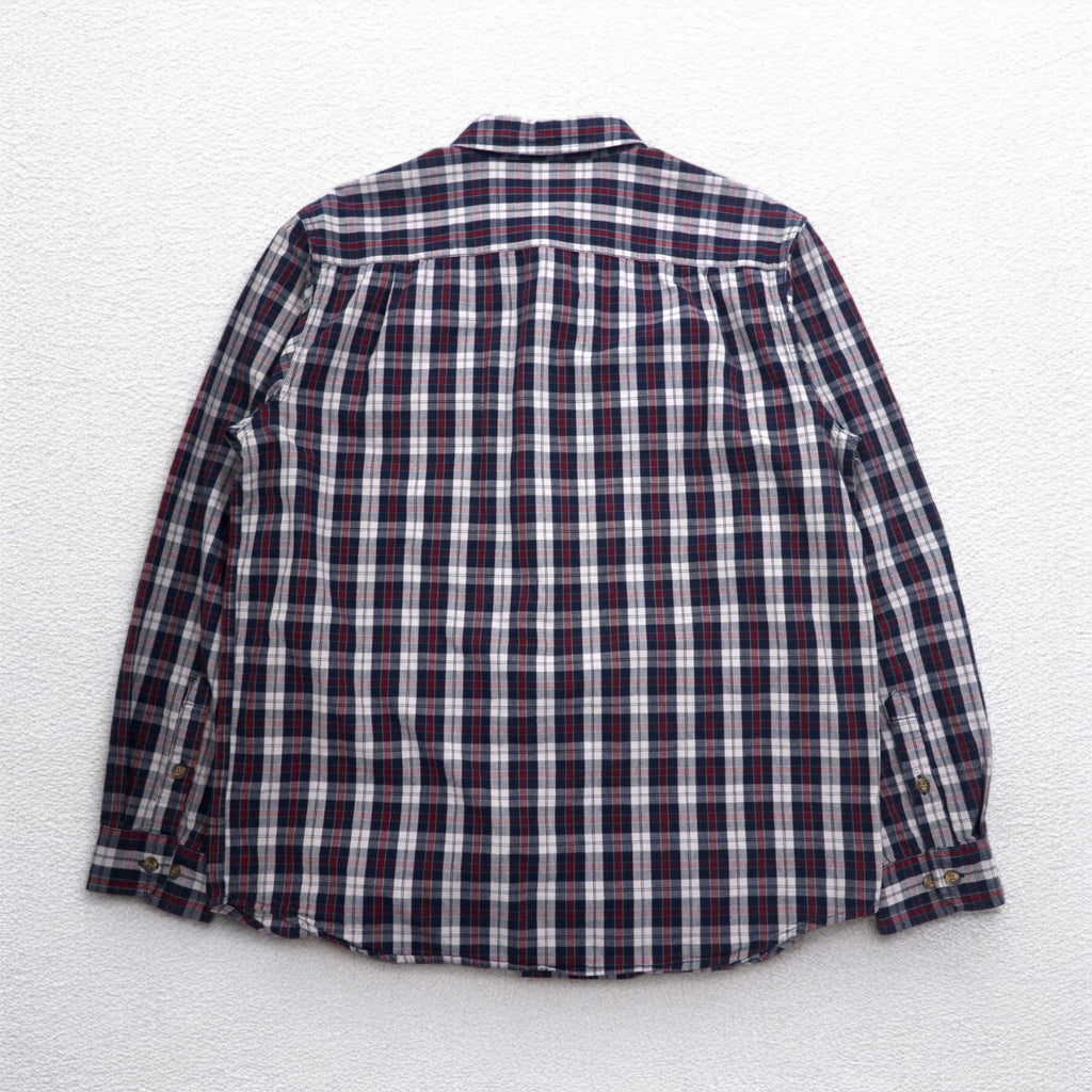 carhartt RELAXED FIT button-down flannel shirt L gray check chest pocket 102214 412