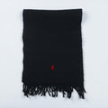 Polo Ralph Lauren 90s Lambswool Fringe Scarf with Small Pony Embroidery, Made in Scotland