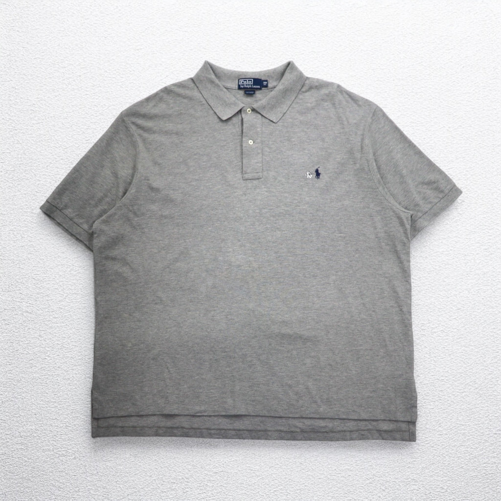 Polo by Ralph Lauren 90s Polo Shirt 3XL BIG Big Size Grey Cotton Pique Small Pony Embroidery Unused