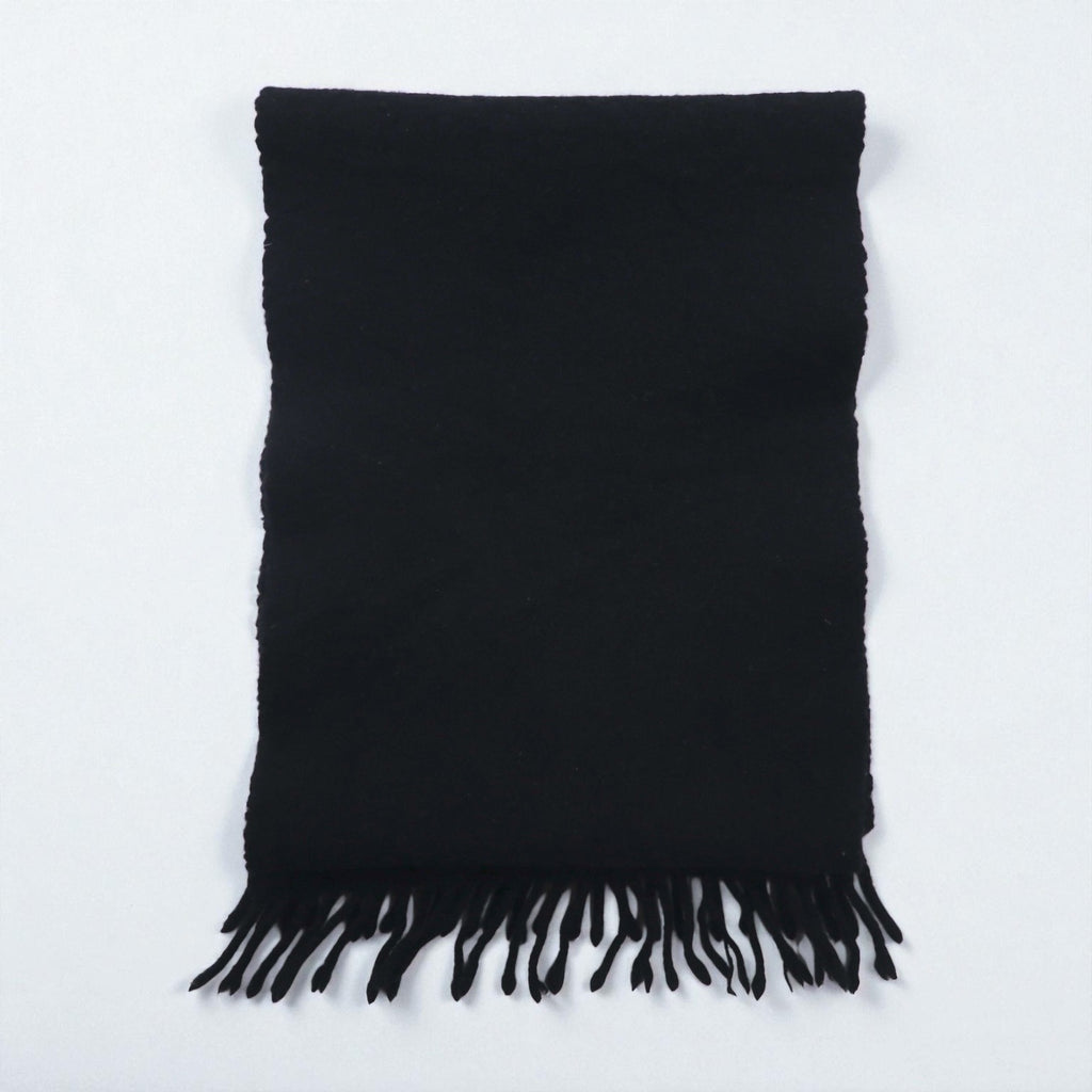 Polo Ralph Lauren 90s Lambswool Fringe Scarf with Small Pony Embroidery, Made in Scotland