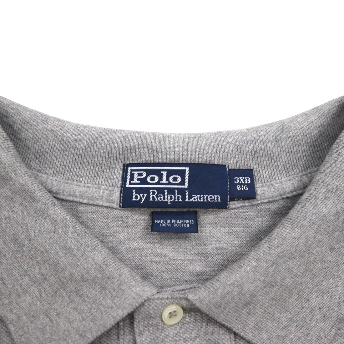 Polo by Ralph Lauren 90s Polo Shirt 3XL BIG Big Size Grey Cotton Pique Small Pony Embroidery Unused