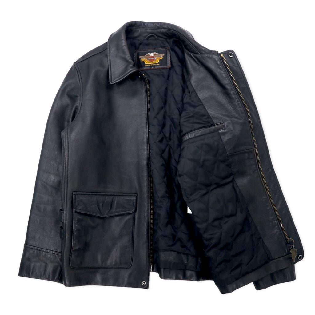HARLEY DAVIDSON Rider's Jacket Leather Jacket L Black Cowhide Quilted Liner 94HT99