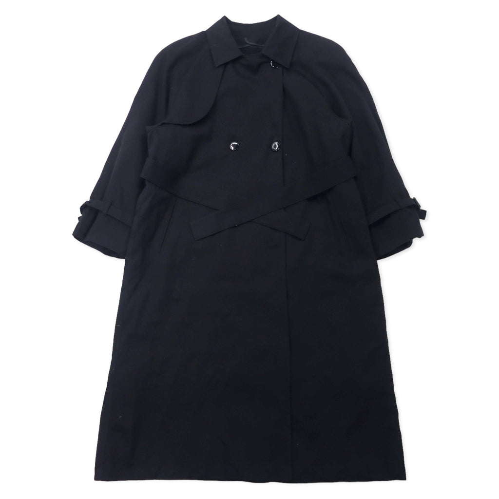 日本然リトテ-古着オンライン-LONDON FOG USA製 80年代 ダブルブレスト トレンチコート 10 ブラック ポリエステル ライナー着脱式-London Fog USA MADE 80's Double Breast COAT 10 Black Polyester Liner Detachable