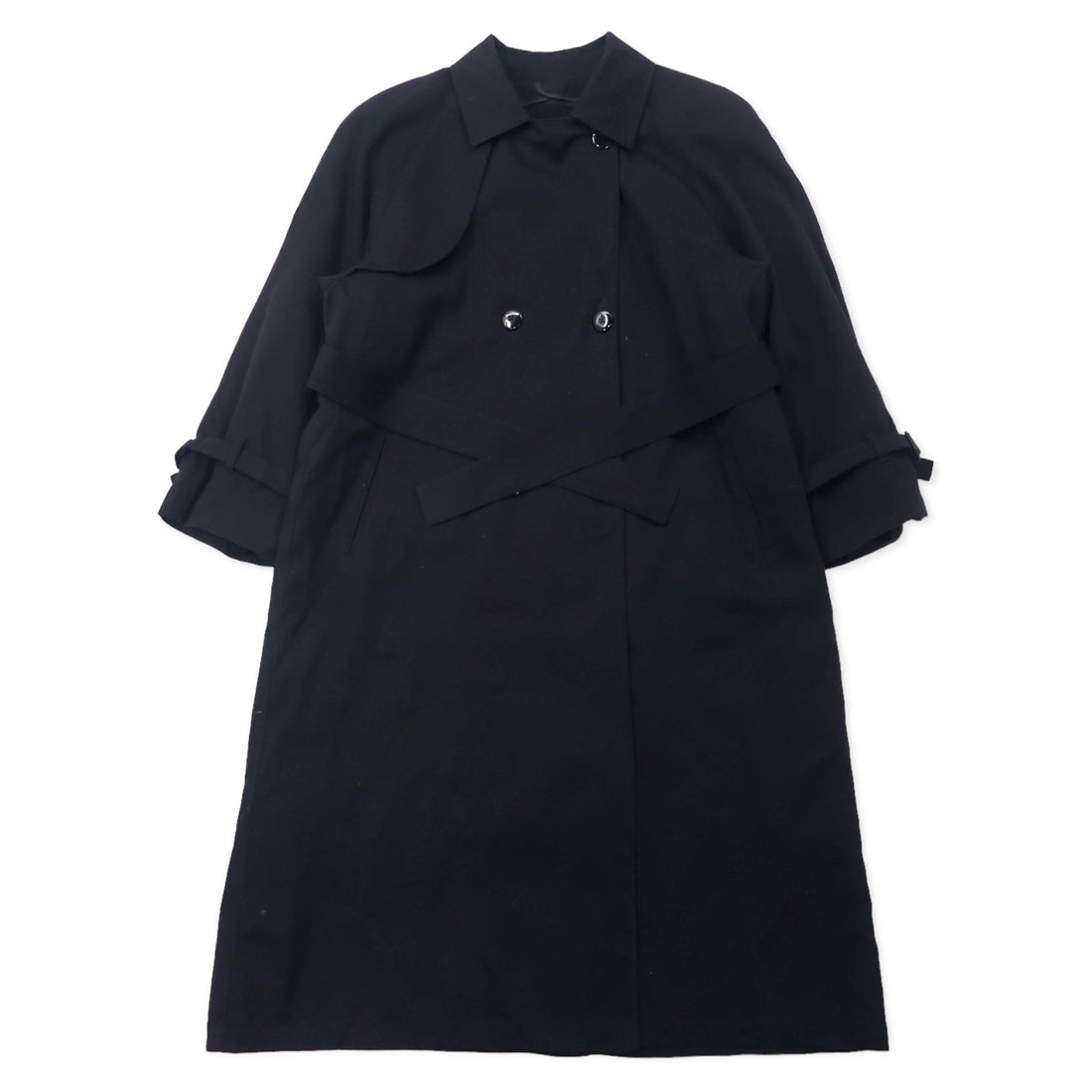 日本然リトテ-古着オンライン-LONDON FOG USA製 80年代 ダブルブレスト トレンチコート 10 ブラック ポリエステル ライナー着脱式-London Fog USA MADE 80's Double Breast COAT 10 Black Polyester Liner Detachable