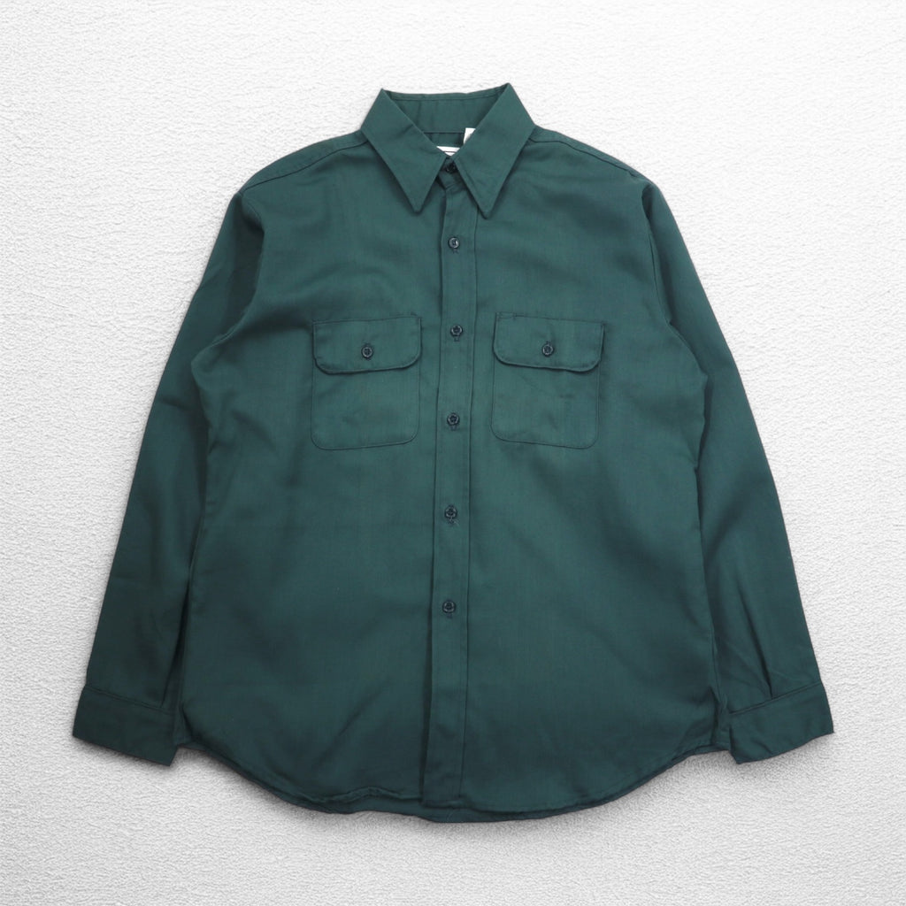 FIVE BROTHER 90s USA made twill work shirt L khaki polyester cotton ACWA UNION MADE