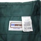 FIVE BROTHER 90s USA made twill work shirt L khaki polyester cotton ACWA UNION MADE