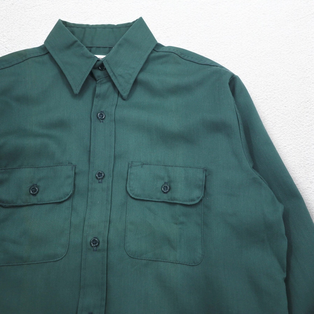 FIVE BROTHER 90s USA made twill work shirt L khaki polyester cotton ACWA UNION MADE
