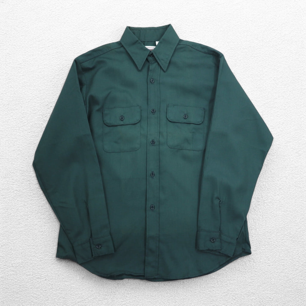 FIVE BROTHER 90s USA made twill work shirt L khaki polyester cotton ACWA UNION MADE